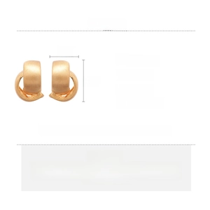 Detailed size specifications for gold brushed metal C-shaped stud earrings in copper