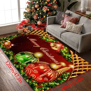 Christmas flannel absorbent floor mat with Merry Christmas print and size dimensions