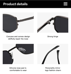 Detail view of vintage diamond-frame sunglasses with metal hinges and soft silicone pads