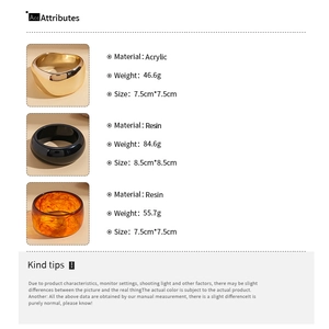 Detailed size and weight specifications for retro resin and acrylic round bangles
