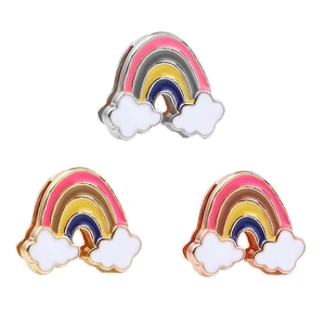 DIY 10mm rainbow cloud charms in silver, gold, and rose gold for mesh bracelet bands
