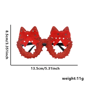 Detailed size specifications for 2026 red glitter Christmas glasses props with measurements