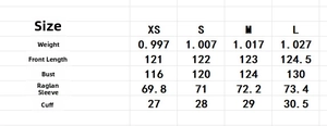 Size chart for women British style coat with measurements for XS, S, M, L and XL sizes