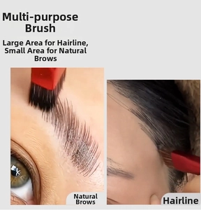 Detail view of the wide flat fiber bristle brush used for hair and wild eyebrow filling