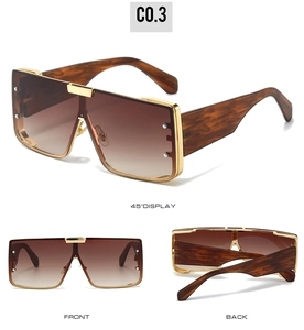 Multiple views of square sunglasses with tortoise temples and brown gradient lenses