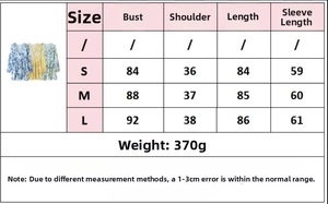 Size chart for V-neck floral tiered dress with bust, shoulder, and sleeve measurements