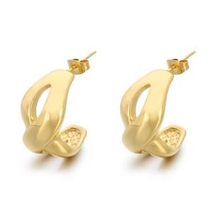 Elegant 18k gold plated infinity twist hoop earrings in polished stainless steel for women