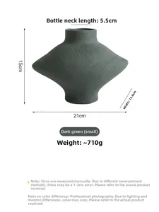 Tableau des tailles détaillé du vase en céramique vert foncé à texture brossée