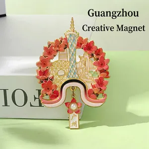 Aimant De Réfrigérateur Souvenir De Tourisme De Ville Alliage De Zinc Émail Guangzhou Tour De Canton Décoration De Cuisine