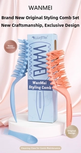 Holle styling kammen set met blauwe en roze geventileerde borstels in cadeauverpakking