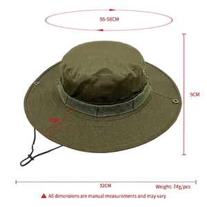 Cappello tattico militare verde per pesca all'aperto con rete traspirante e cinturino regolabile