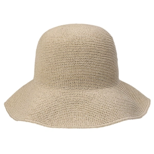 Cappello da sole minimalista in paglia intrecciata beige da donna con design pieghevole