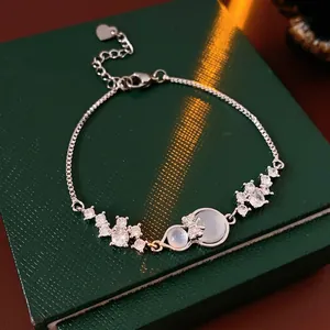 Gourd Pendant Bracelet Copper Zircon Moonstone Bow Adjustable Chain Fashion Jewelry For Women Elegant Gift