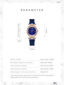 Guida alle taglie dell'orologio da donna al quarzo con cinturino blu magnetico