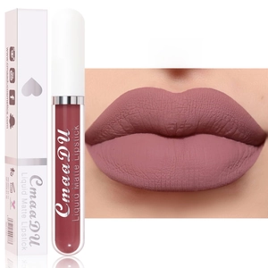 Détail du rouge à lèvres liquide mat couleur bois de rose avec son emballage carton