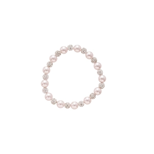 Elegant set of pink pearl and rhinestone beaded necklaces in a minimalist French style