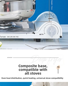 Gros plan de la friteuse en acier inox 304 sur un réchaud à gaz blanc portable 3,3Kw