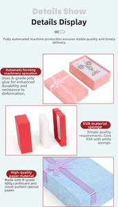 Detail of bow-knot jewelry gift boxes in pink, red, blue with EVA sponge lining