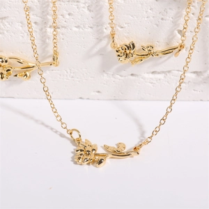 18K gold plated December birth flower pendant necklace with 3D floral charm