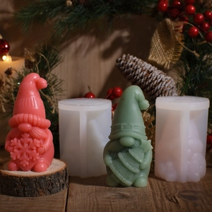 DIY silicone molds set for creating festive Santa gnome candles and plaster ornaments