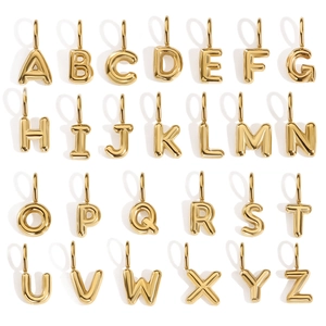 Collection of 26 pieces 14K gold plated bubble letter charms from A to Z for DIY necklaces