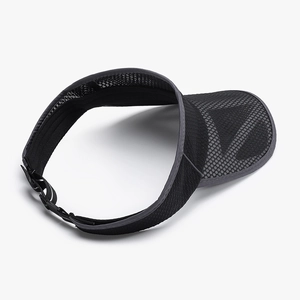 Unisex black mesh sun visor hat with breathable fabric and adjustable strap for sports