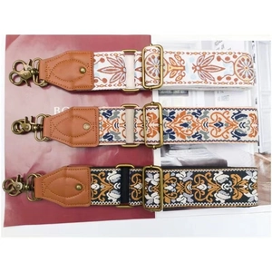 Detailed embroidery and vintage bronze hardware on 5cm ethnic wide shoulder straps
