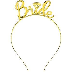 Detail eines goldenen Bride Haarreifs mit Diamant für Junggesellinnenabschiede