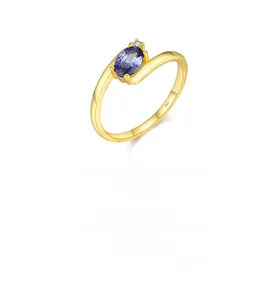 Macro shot of S925 sterling silver ring with oval blue stone and clear material stamp