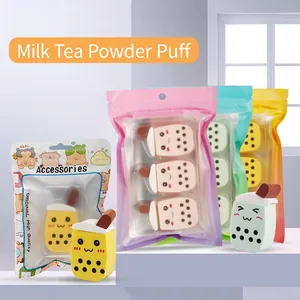Milk Tea Shape Makeup Sponge Hydrophilic Polyurethane Powder Puff Wet And Dry Dual Use Soft Expanding Cosmetic Beauty Tool