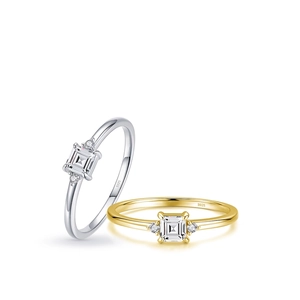 S925 sterling silver square zircon rings in gold and silver finishes for women