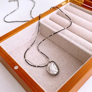 Minimalist Double Strand Sweater Chain Necklace Copper Waterdrop Pendant Retro Elegant Neck Jewelry Women Silver Tone