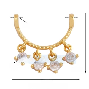 Pendentif doré en U avec zircons clairs, 14x14mm pour la création de bijoux DIY
