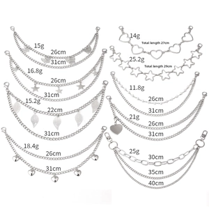 Detailed size and weight chart for butterfly and heart pendant bag charms and chains