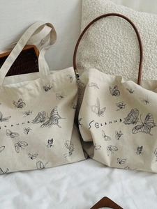 Borsa Tote In Tela Con Stampa A Farfalla Grande Capacità Borsa A Spalla Con Manici In Pelle Stile Retrò Per Donne