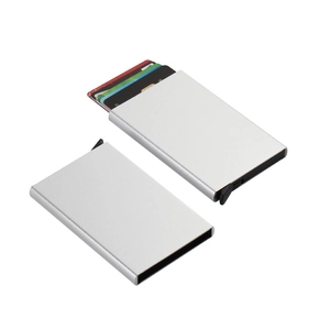 Silver RFID blocking aluminum automatic pop-up credit card holder set for men and women