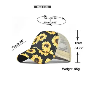 Size guide for ponytail baseball cap with adjustable head circumference 54 to 60cm