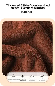 Macro detail of 320g/m2 thick brown double-sided flannel fabric for warm robes