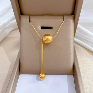 Minimalist Y-Shaped Ball Pendant Necklace Titanium Steel Clavicle Snake Chain For Women Elegant Jewelry Gift