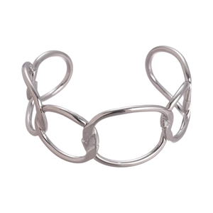 Minimalist silver irregular geometric intertwining open bangle for women with link design