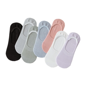 7 pairs of breathable cotton mesh invisible boat socks in assorted pastel and basic colors