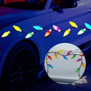 Macro detail of magnetic honeycomb reflective bulb stickers for festive car decoration