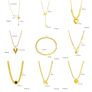 Golden hip-hop pendant necklaces set with detailed dimensions and weight specifications