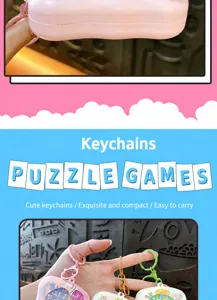 Detailed close-up and hand-held view of colorful mini animal game machine keychains