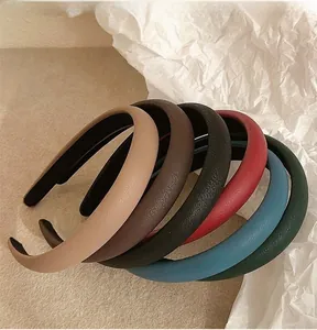 Selection of premium faux leather padded headbands in various colors with a textured finish