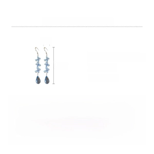 Detailed size chart for blue butterfly tassel earrings with 7.3cm length and 3.5g weight