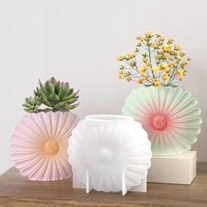 Molde de silicona de girasol para macetas de cemento y resina DIY, decoración hogar
