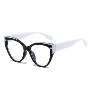 Retro cat-eye sunglasses with bold black and white contrast frames for stylish sun protection