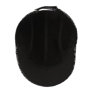 Winter wool newsboy cap for men featuring stylish white wave patterns and adjustable strap