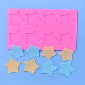 8-cavity pink star silicone mold for DIY cake mousse chocolate with finished samples